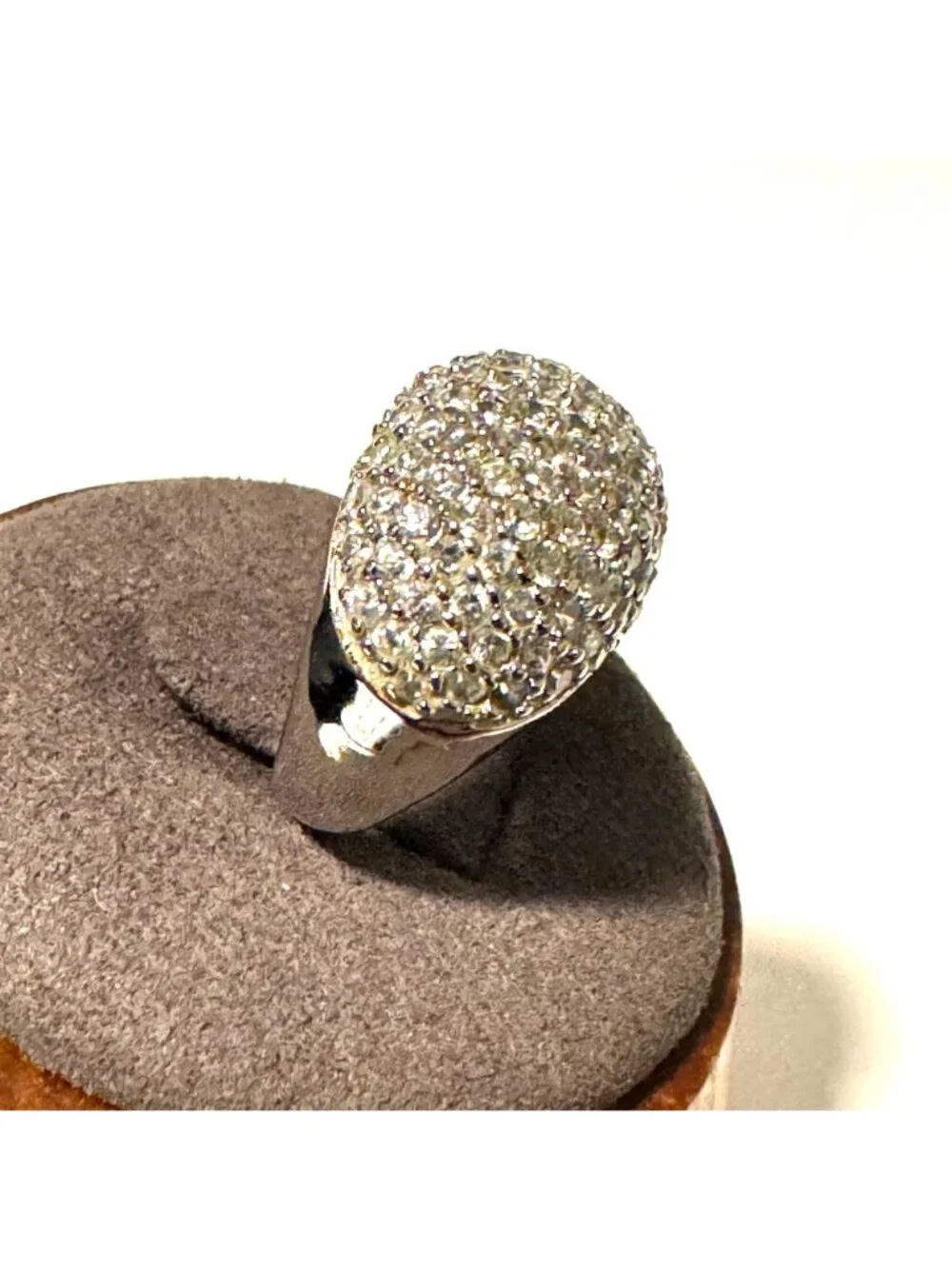 Sterling Silver 925 Pavé Cubic Zirconia Tapered Band Cocktail Ring Size 4.75